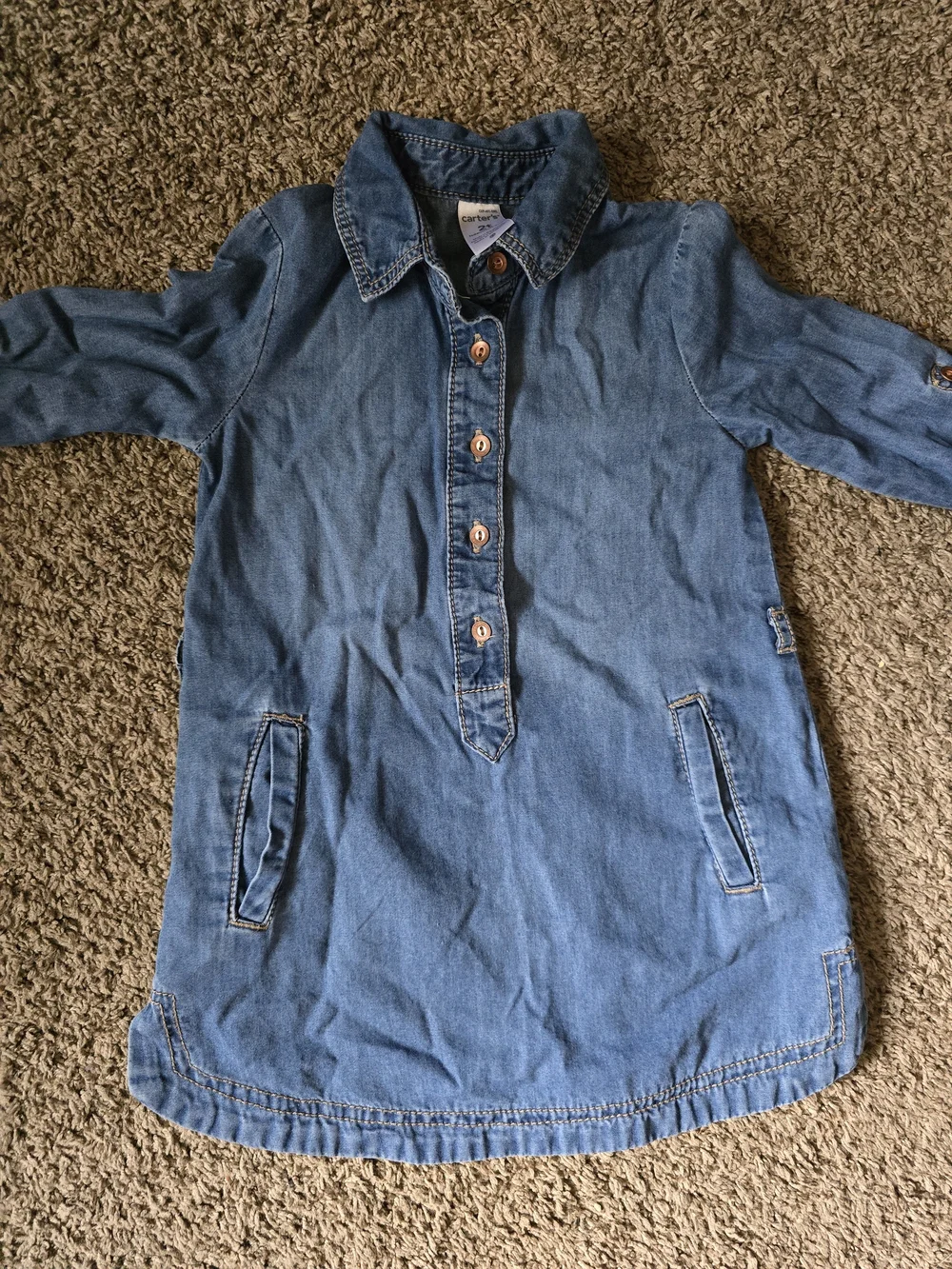 Carter's Light Blue Denim Button-Front Shirt Dress Jacket